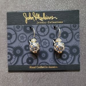John Medeiros Silver and Gold- Blue Earrings NWT deadstock